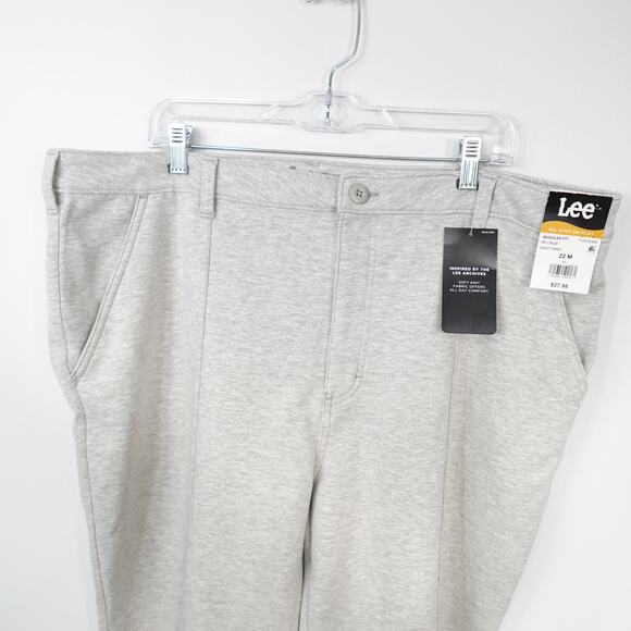 Lee High Rise Straight Leg Cropped Knit Pants Jeggings New Light Grey Women 22M - Picture 5 of 8
